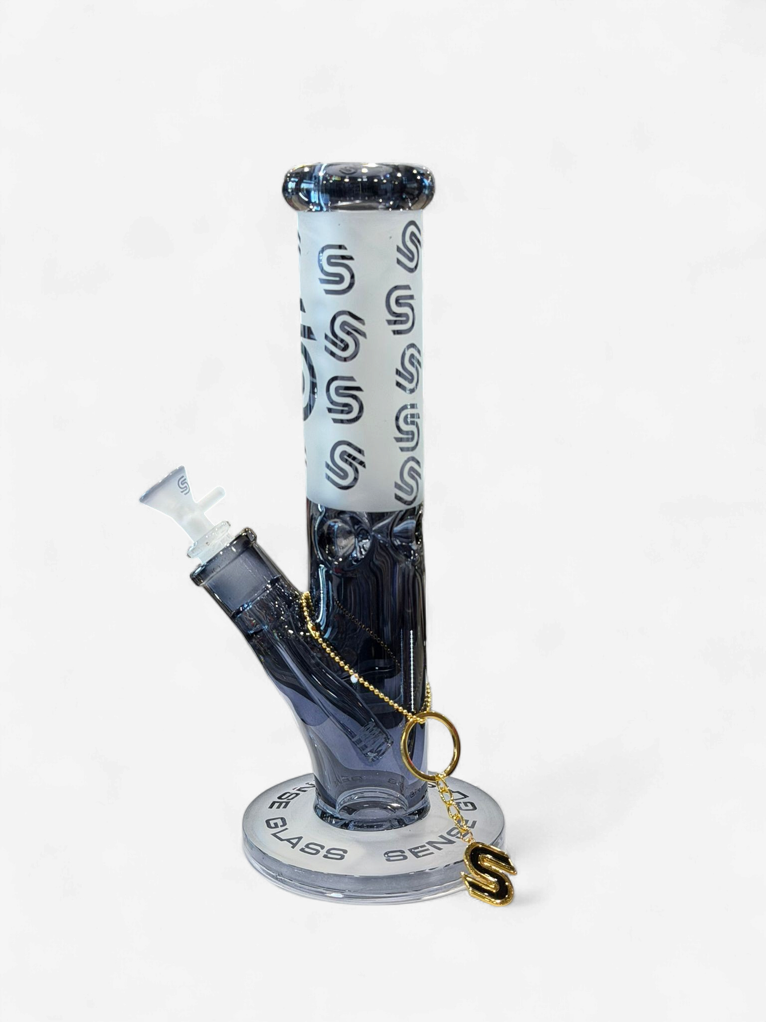 SENSE GLASS WATERPIPE 12" STRAIGHT TUBE 9mm SMOKE/GOLD