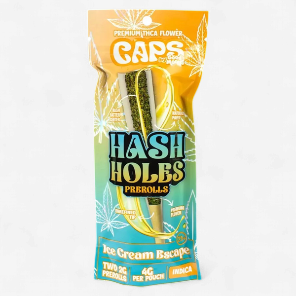 CAPS THCA HASH HOLE PRE ROLLS 2PK 10CT ICE CREAM ESCAPE - INDICA