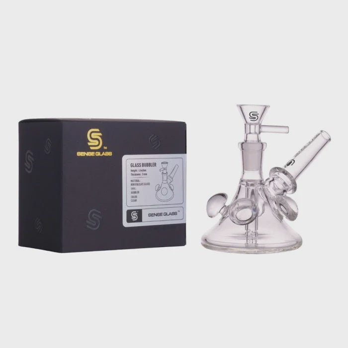 SENSE GLASS 4" GLASS BUBBLER CLEAR