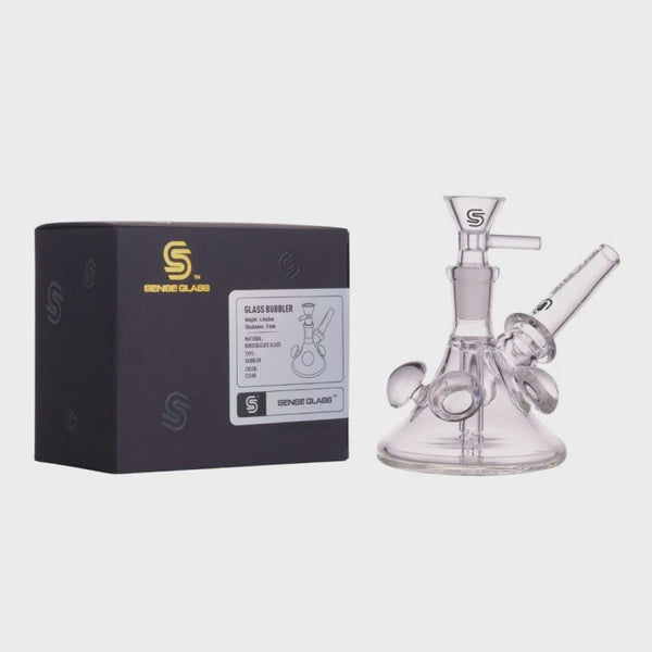 SENSE GLASS 4" GLASS BUBBLER CLEAR