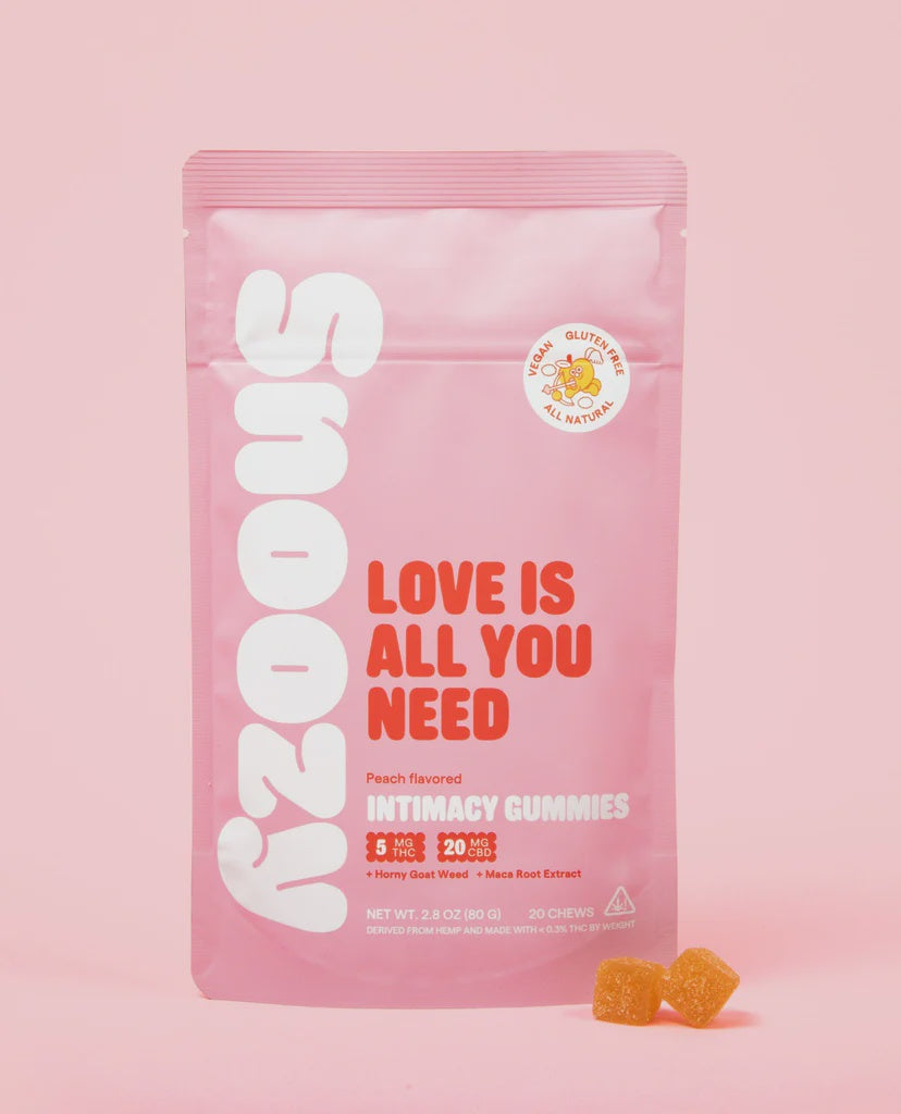 SNOOZY GUMMIES 20 CHEWS LOVE IS ALL YOU NEED INTIMACY 5THC 20CB