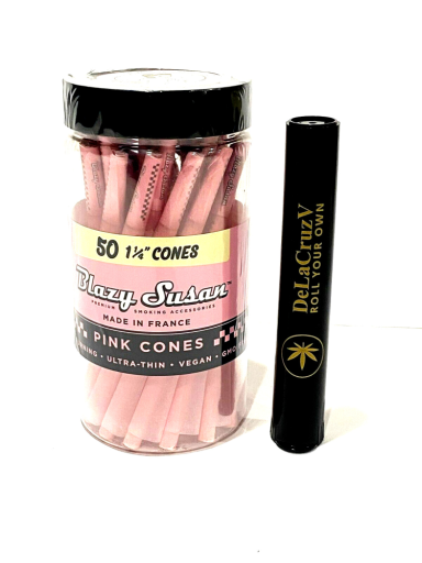 Blazy Susan Pink Pre-Rolled Cones 1 1/4 Pink Cones 50 Pre-Rolled Cones per Jar a