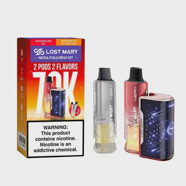 LOST MARY NERA FULLVIEW KIT 70K PUFFS DISPOSABLE 5CT/BOX | WATERMELON ICE & WATERMELON FCUKING FAB
