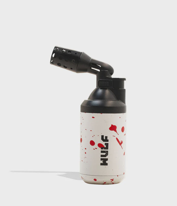 WULF ROAR BUTANE TORCH LIGHTER 5ml Tank WHITE RED SPLATTER