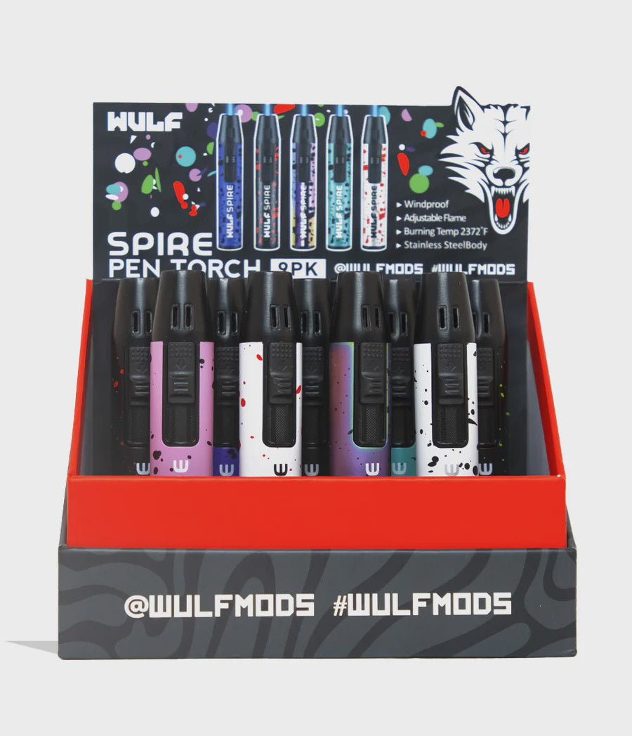 WULF SPIRE PEN TORCH LIGHTER 9/Pk Assorted Colors